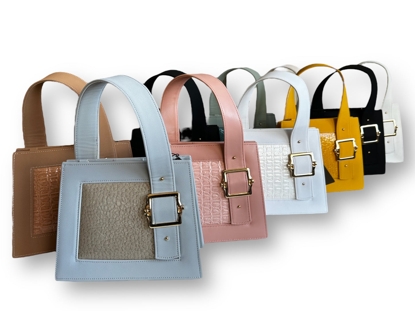 Accent Square Tote Bag with Buckle Detail